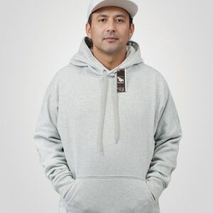 Buzo Hoodie Con Capota y Bolsillo frontal Gris Claro