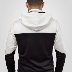 Chaqueta abierta con capota blaco con negro