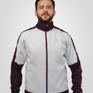 Chaqueta Roma bicolor blanco y vinotinto de algodón para hombre
