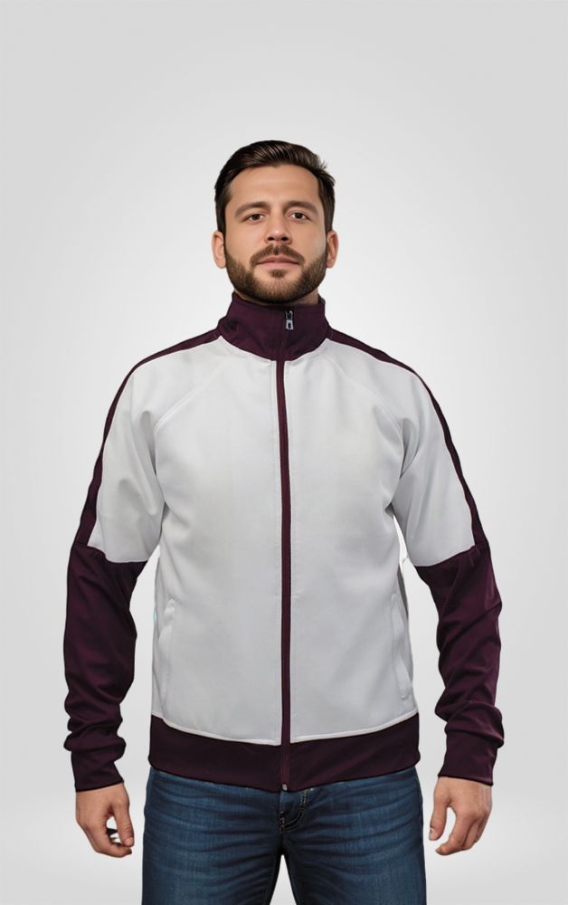 Chaqueta Roma Bicolor en Algodón Chaqueta Roma bicolor blanco y vinotinto de algodón para hombre